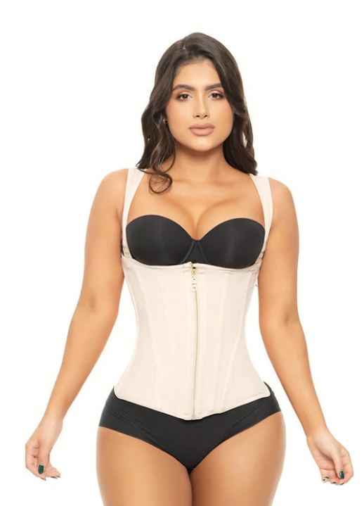Faja chaleco ultra cintura de 13 varillas con broches y cierre, crea silueta RELOJ ARENA