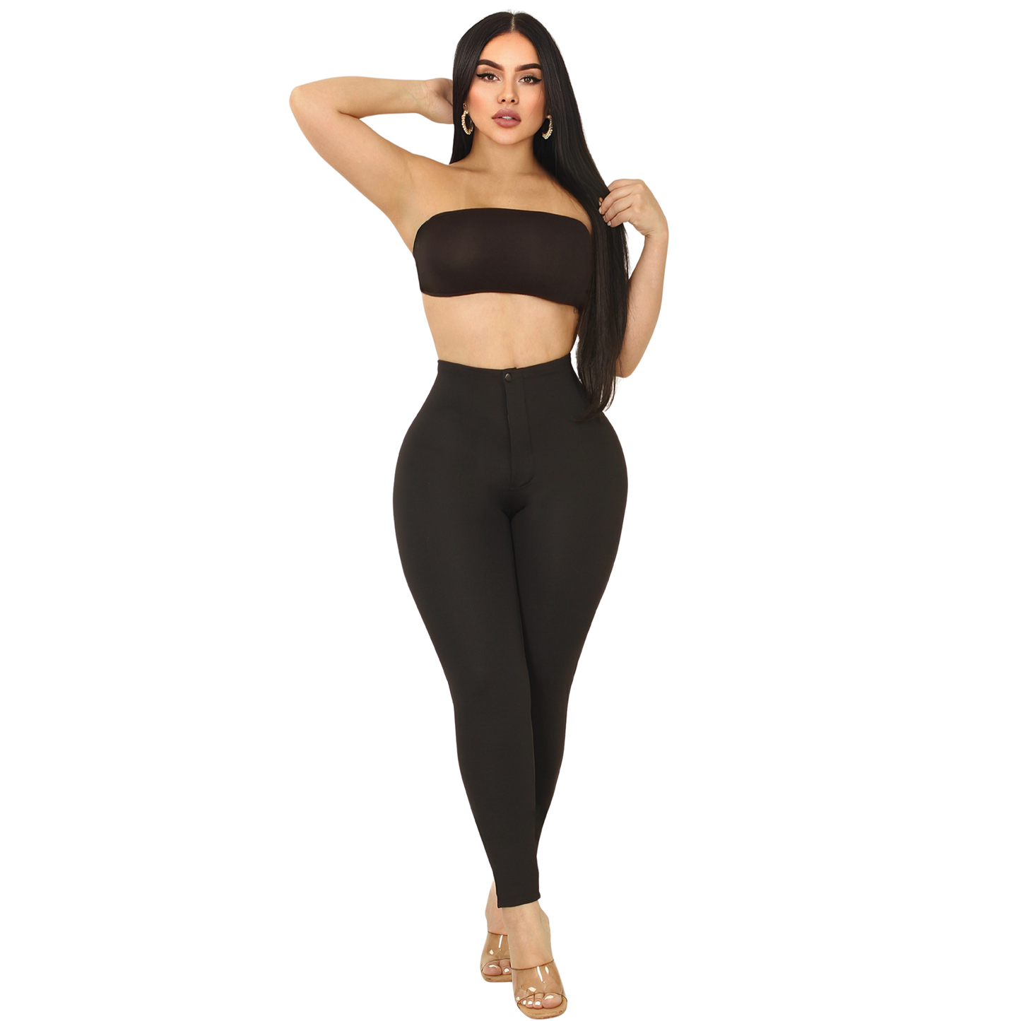 Leggin colombiano negro skinny con faja ultra invisible dentro 🍑