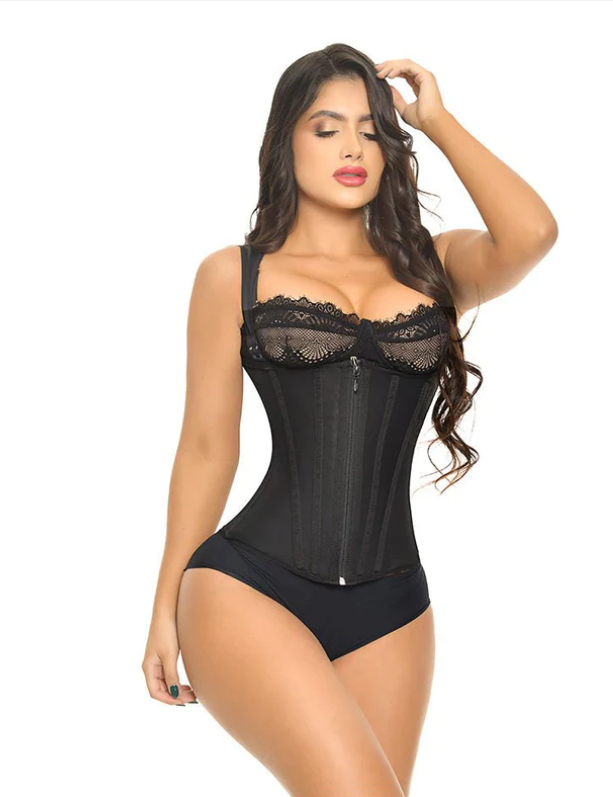 Faja chaleco ultra cintura de 13 varillas con broches y cierre, crea silueta RELOJ ARENA