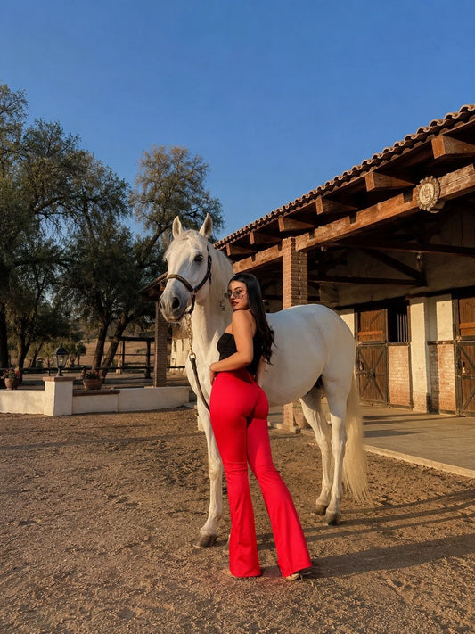❤️ Leggin colombiano rojo acampanado levanta pompi 🍑