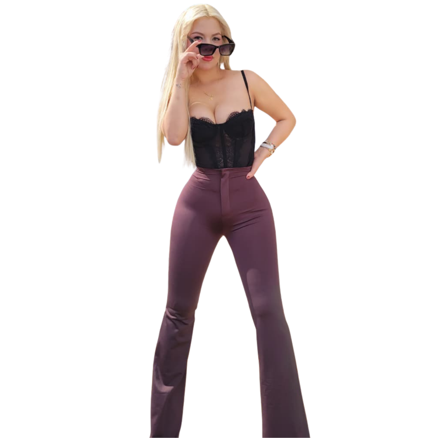 🤎 Leggin colombiano acampanado chocolate levanta pompi 🍑