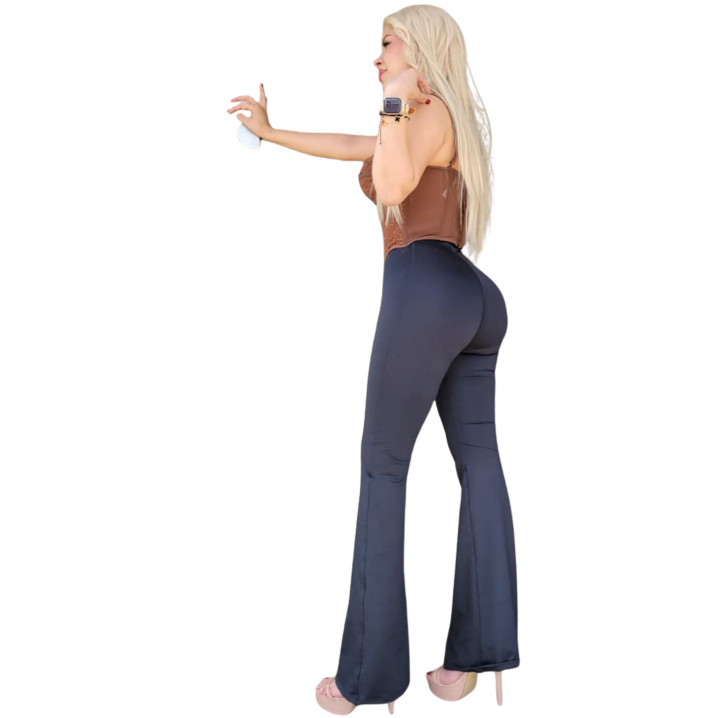 🖤 Leggin colombiano negro acampanado levanta pompi 🍑
